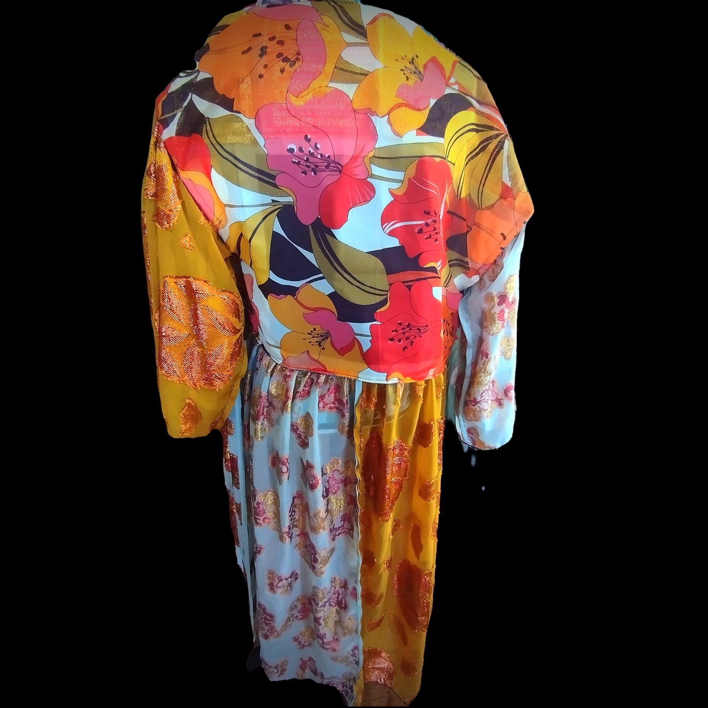 Long open patchwork kimono