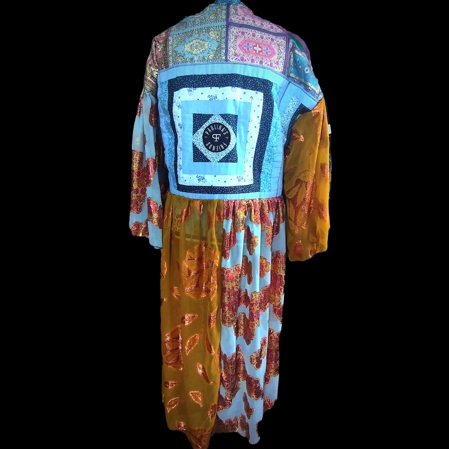 Long open patchwork kimono