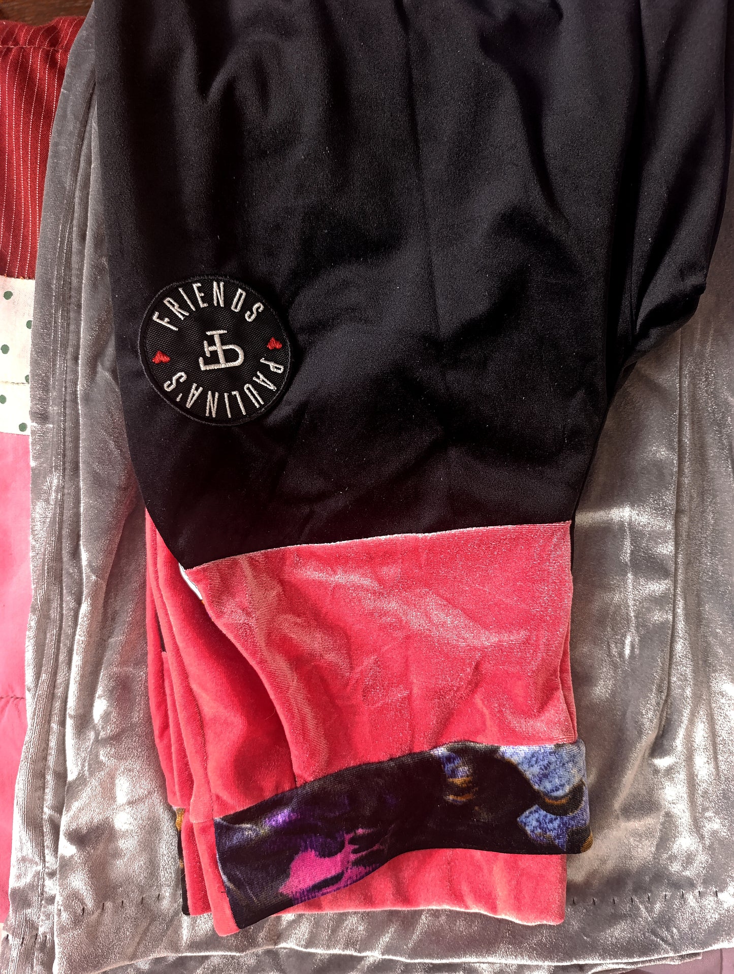 Pink black grey trousers