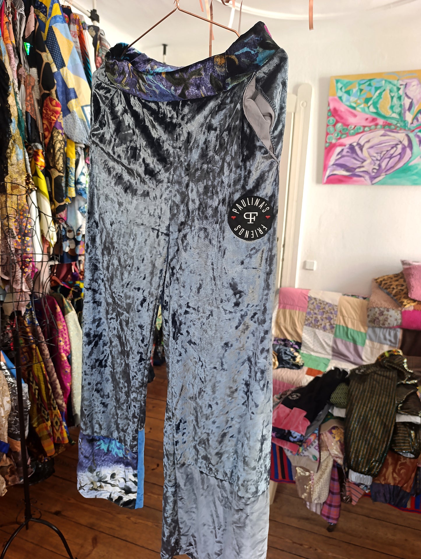 Grey velvet trousers