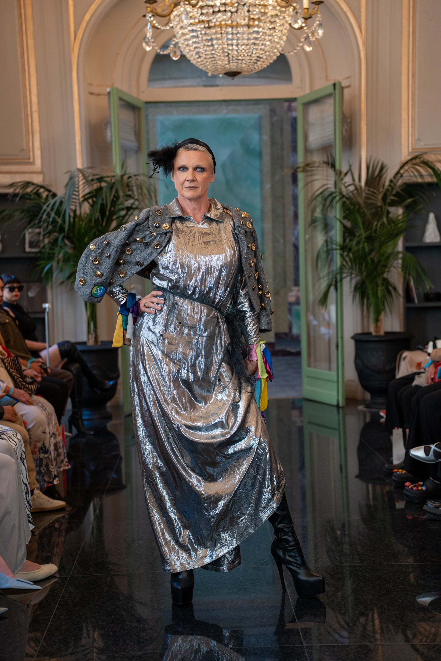 Silver jacket with golden vintage bottons