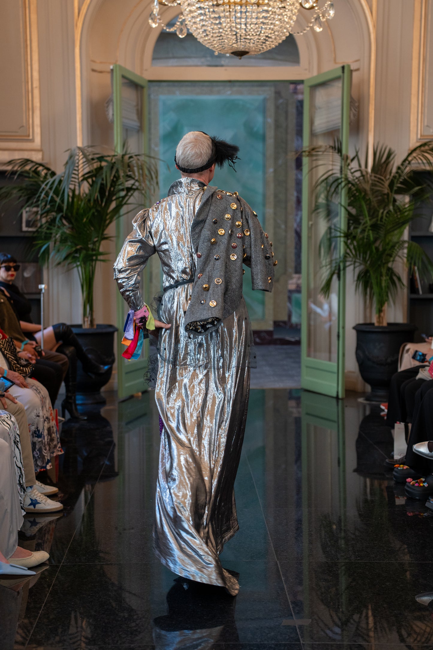 Silver jacket with golden vintage bottons