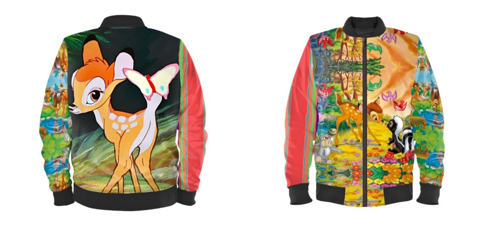 #iwearitmyself Vibrant and stylish bomber jacket showcasing a colorful personalized design, featuring bold patterns and customized elements. The jacket has a sleek modern fit, ribbed cuffs, and a unique graphic for a distinctive look. Ideal for those seeking a statement outerwear piece with a creative, tailored touch.
