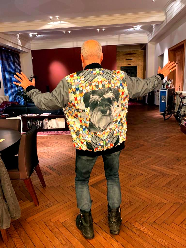 #iwearitmyself Vibrant and stylish bomber jacket showcasing a colorful personalized design, featuring bold patterns and customized elements. The jacket has a sleek modern fit, ribbed cuffs, and a unique graphic for a distinctive look. Ideal for those seeking a statement outerwear piece with a creative, tailored touch.