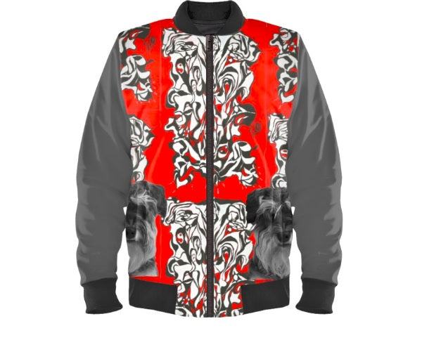 #iwearitmyself Vibrant and stylish bomber jacket showcasing a colorful personalized design, featuring bold patterns and customized elements. The jacket has a sleek modern fit, ribbed cuffs, and a unique graphic for a distinctive look. Ideal for those seeking a statement outerwear piece with a creative, tailored touch.