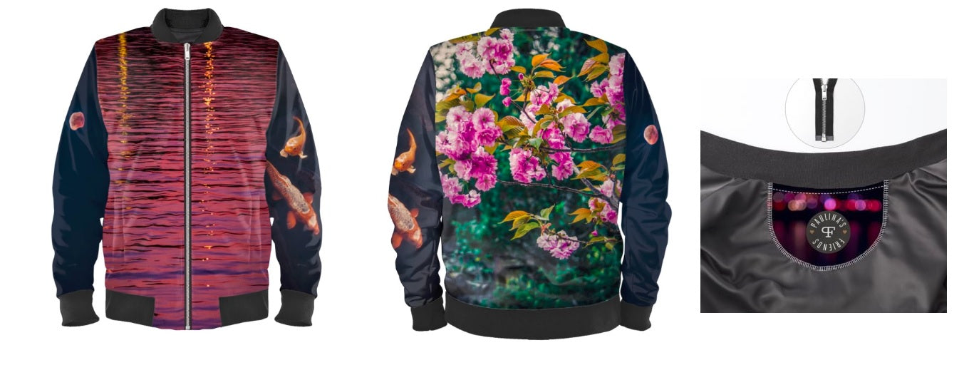 #iwearitmyself Vibrant and stylish bomber jacket showcasing a colorful personalized design, featuring bold patterns and customized elements. The jacket has a sleek modern fit, ribbed cuffs, and a unique graphic for a distinctive look. Ideal for those seeking a statement outerwear piece with a creative, tailored touch.