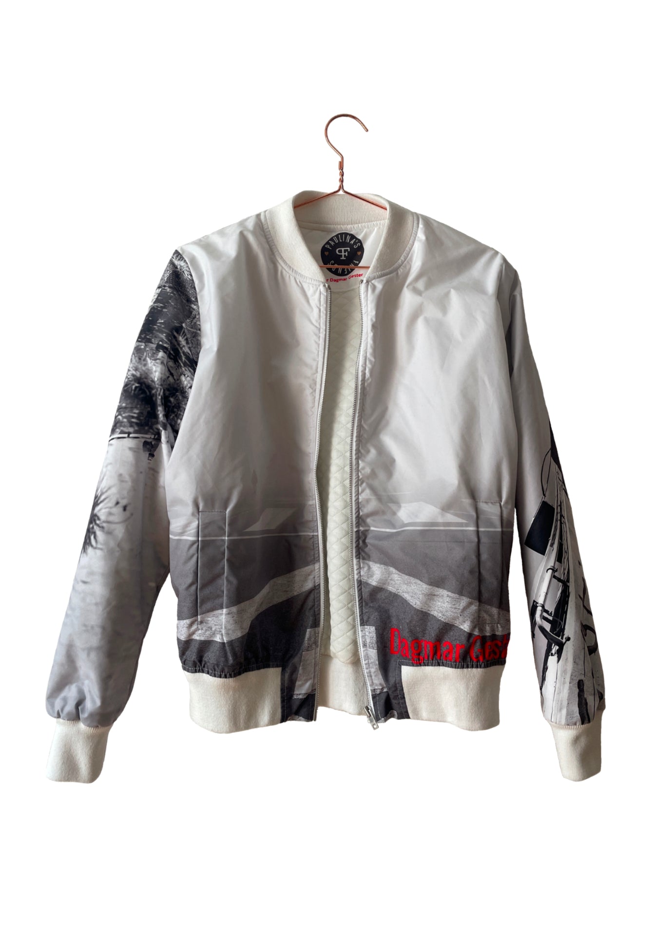 #iwearitmyself Vibrant and stylish bomber jacket showcasing a colorful personalized design, featuring bold patterns and customized elements. The jacket has a sleek modern fit, ribbed cuffs, and a unique graphic for a distinctive look. Ideal for those seeking a statement outerwear piece with a creative, tailored touch.