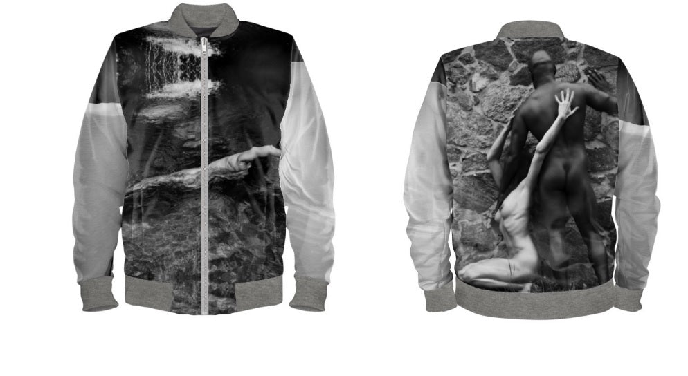 #iwearitmyself Vibrant and stylish bomber jacket showcasing a colorful personalized design, featuring bold patterns and customized elements. The jacket has a sleek modern fit, ribbed cuffs, and a unique graphic for a distinctive look. Ideal for those seeking a statement outerwear piece with a creative, tailored touch.