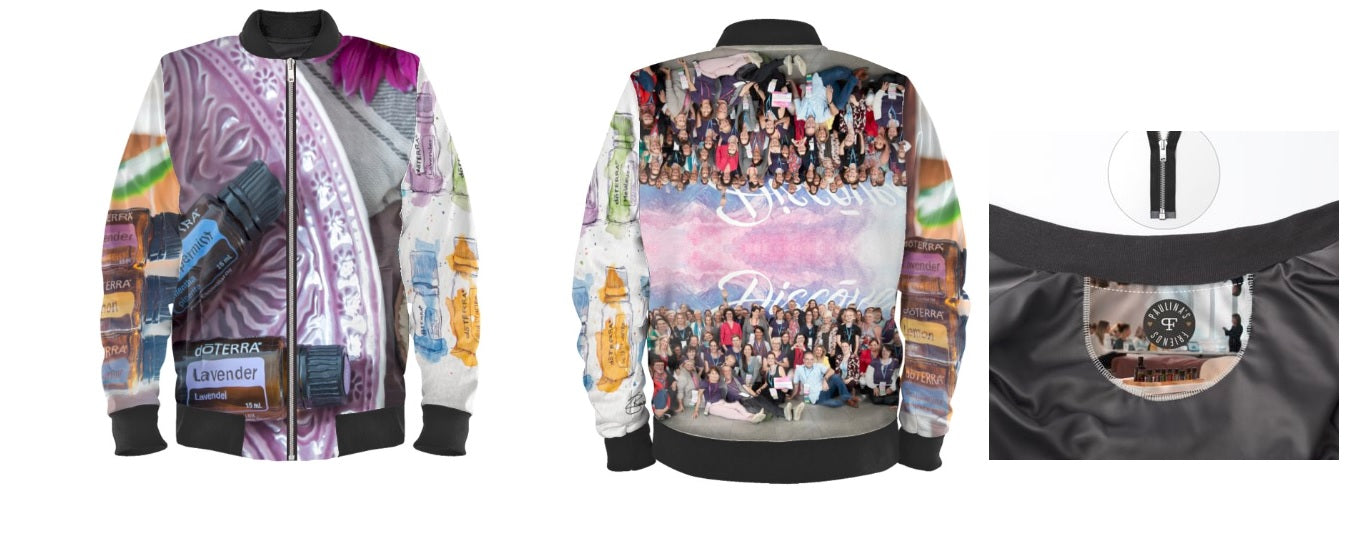 #iwearitmyself Vibrant and stylish bomber jacket showcasing a colorful personalized design, featuring bold patterns and customized elements. The jacket has a sleek modern fit, ribbed cuffs, and a unique graphic for a distinctive look. Ideal for those seeking a statement outerwear piece with a creative, tailored touch.