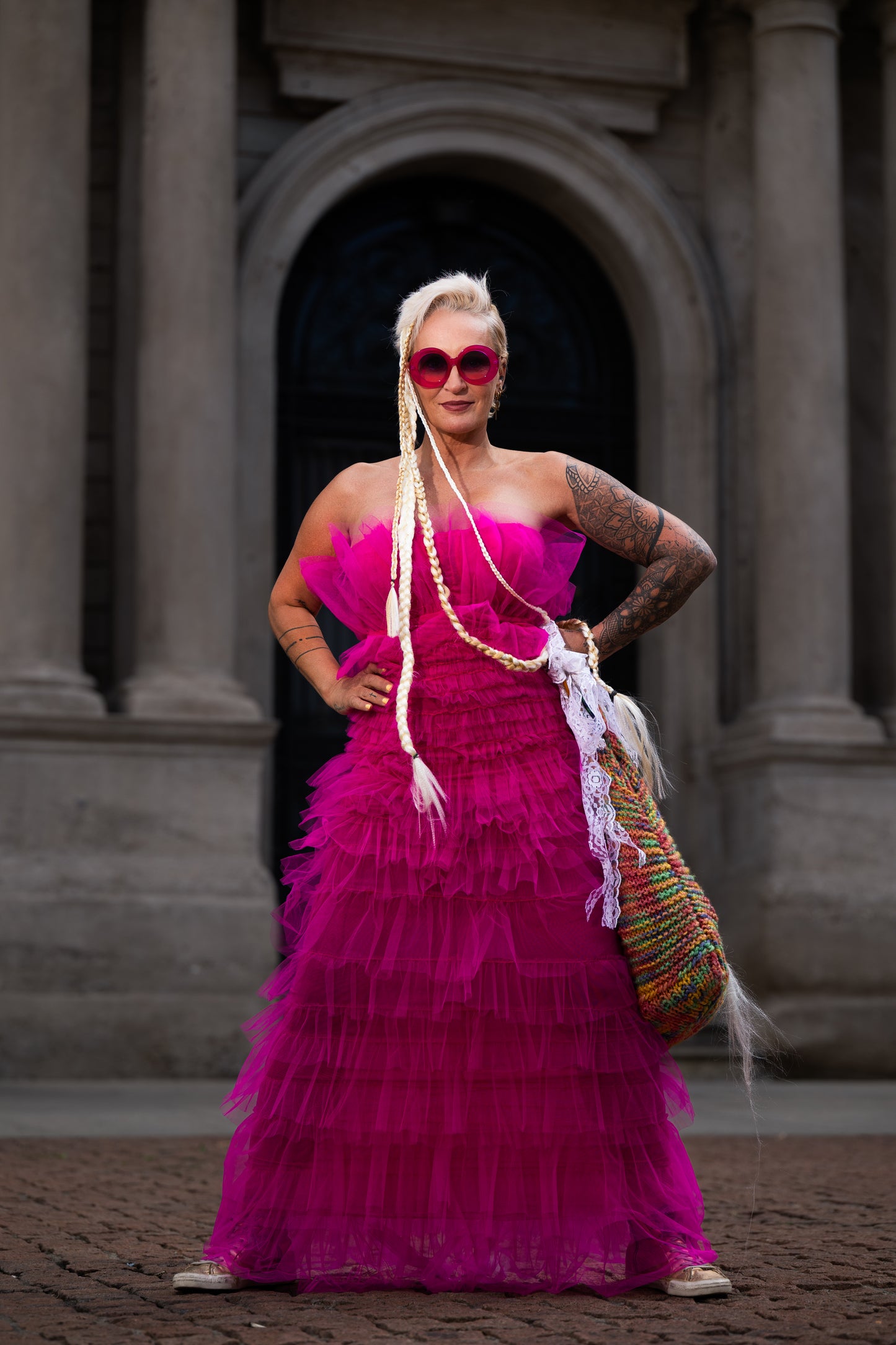 Pink ruffles sleeveless dress