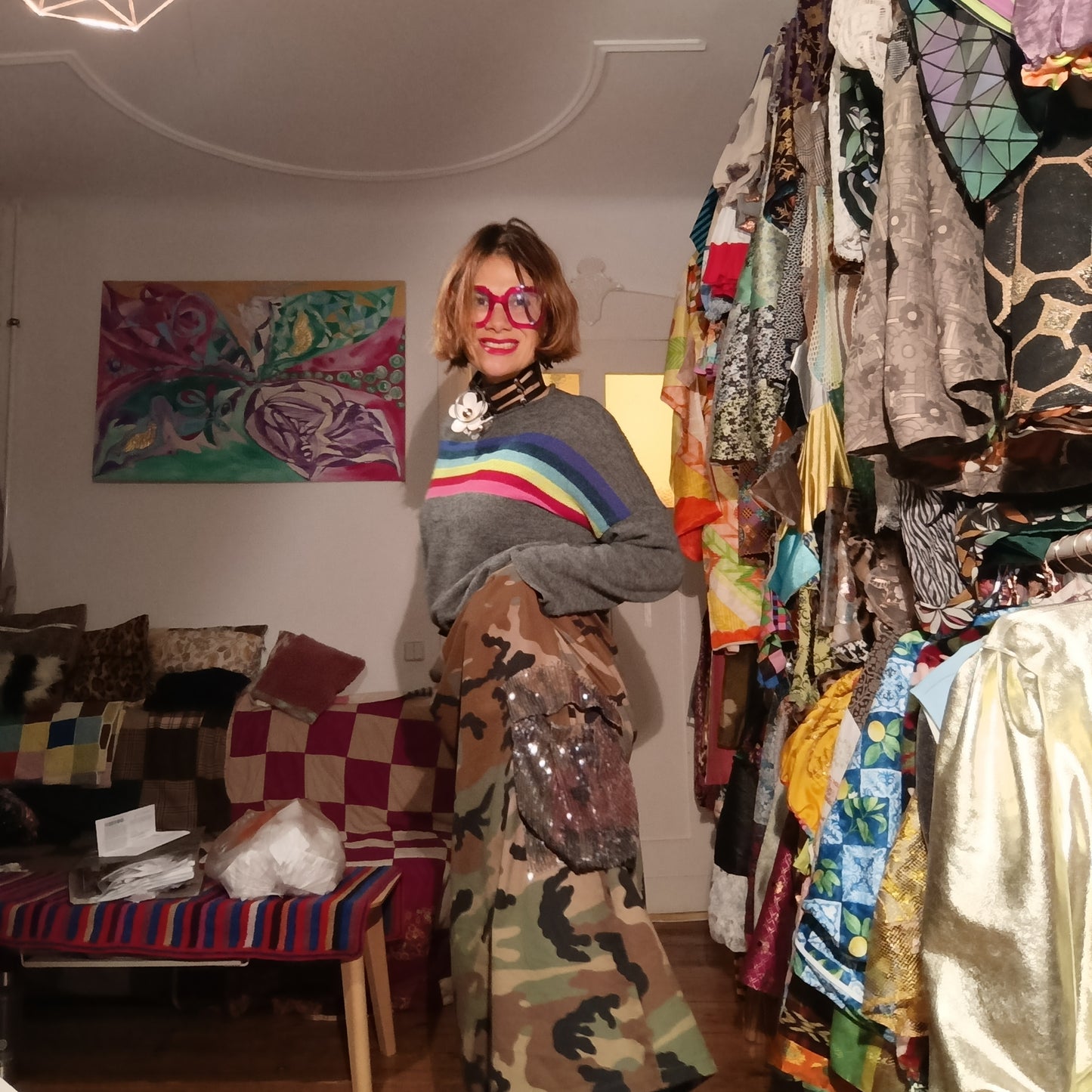 Anti war camouflage long skirt