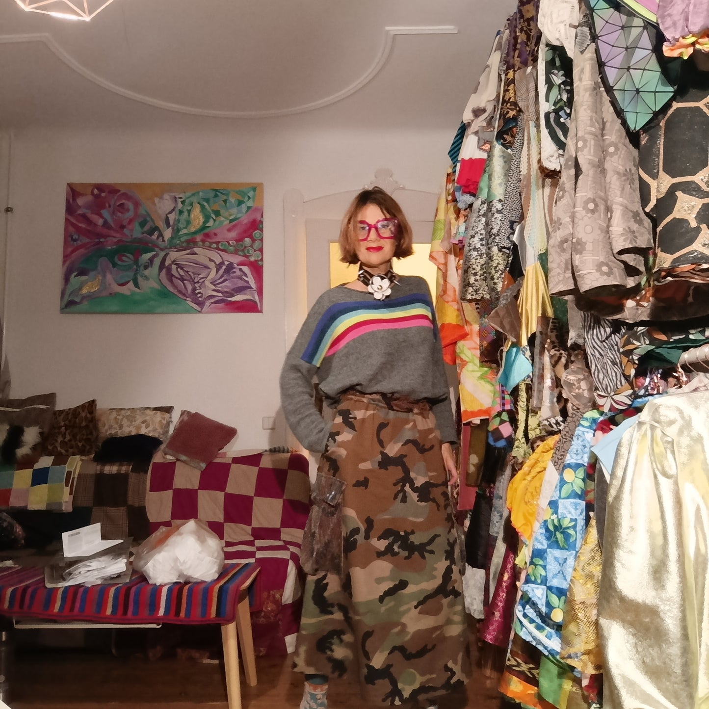 Anti war camouflage long skirt