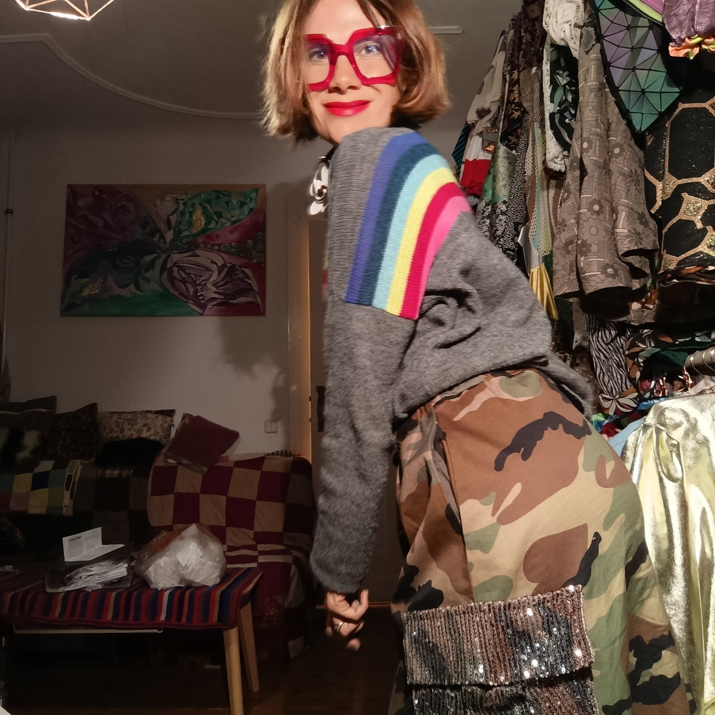 Anti war camouflage long skirt