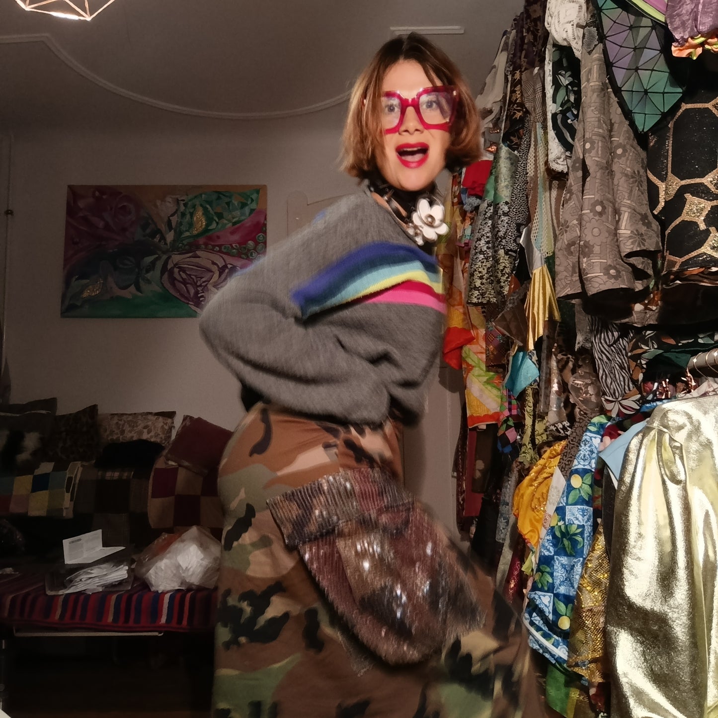 Anti war camouflage long skirt