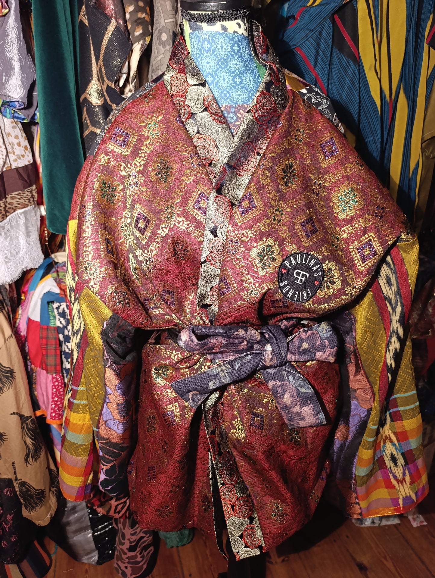 Ikat flowers kimono