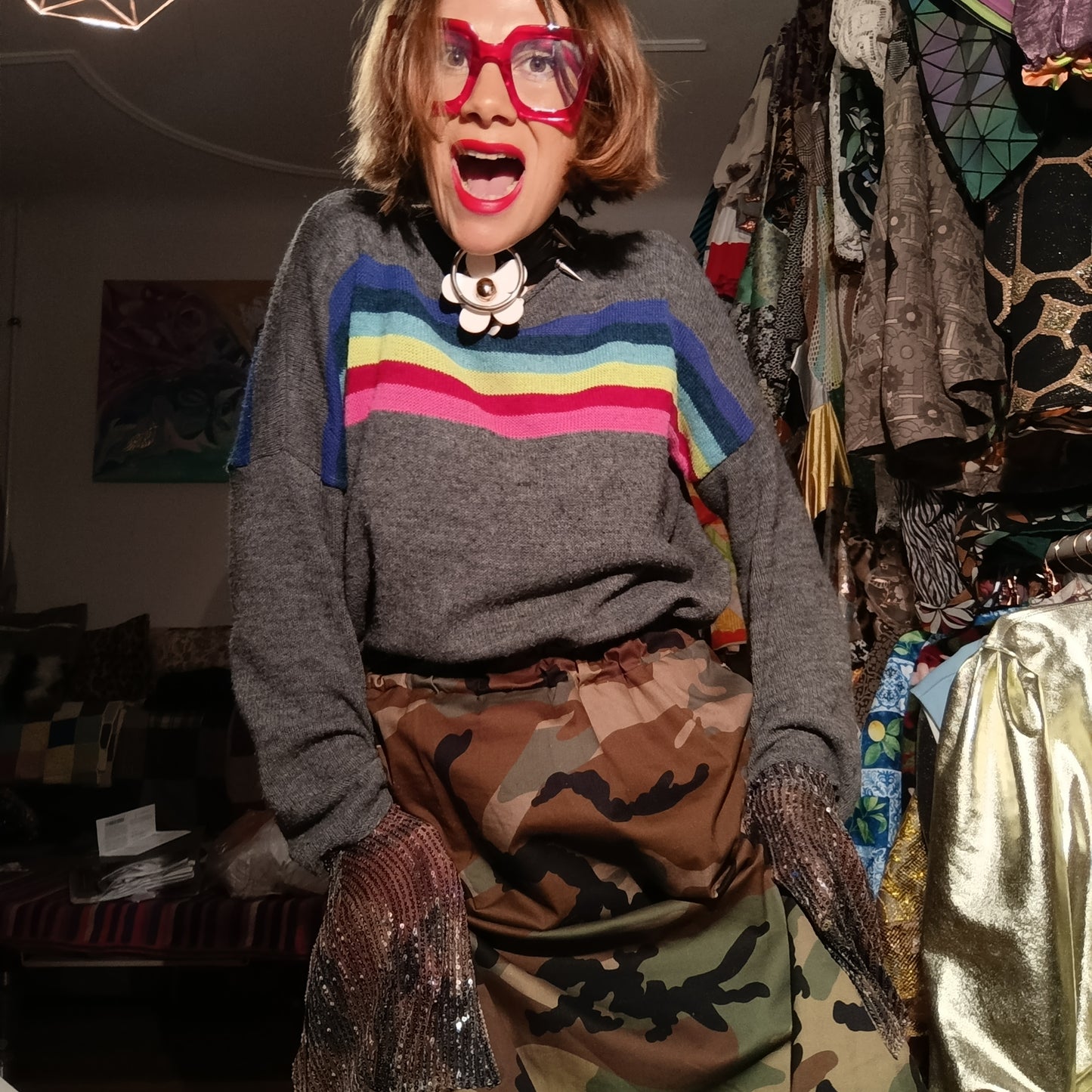 Anti war camouflage long skirt