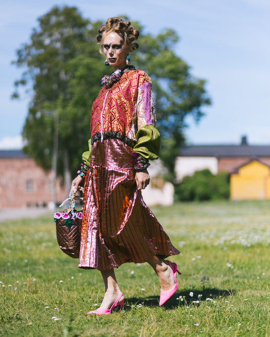 Copper Pleated Skirt