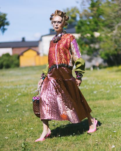 Copper Pleated Skirt