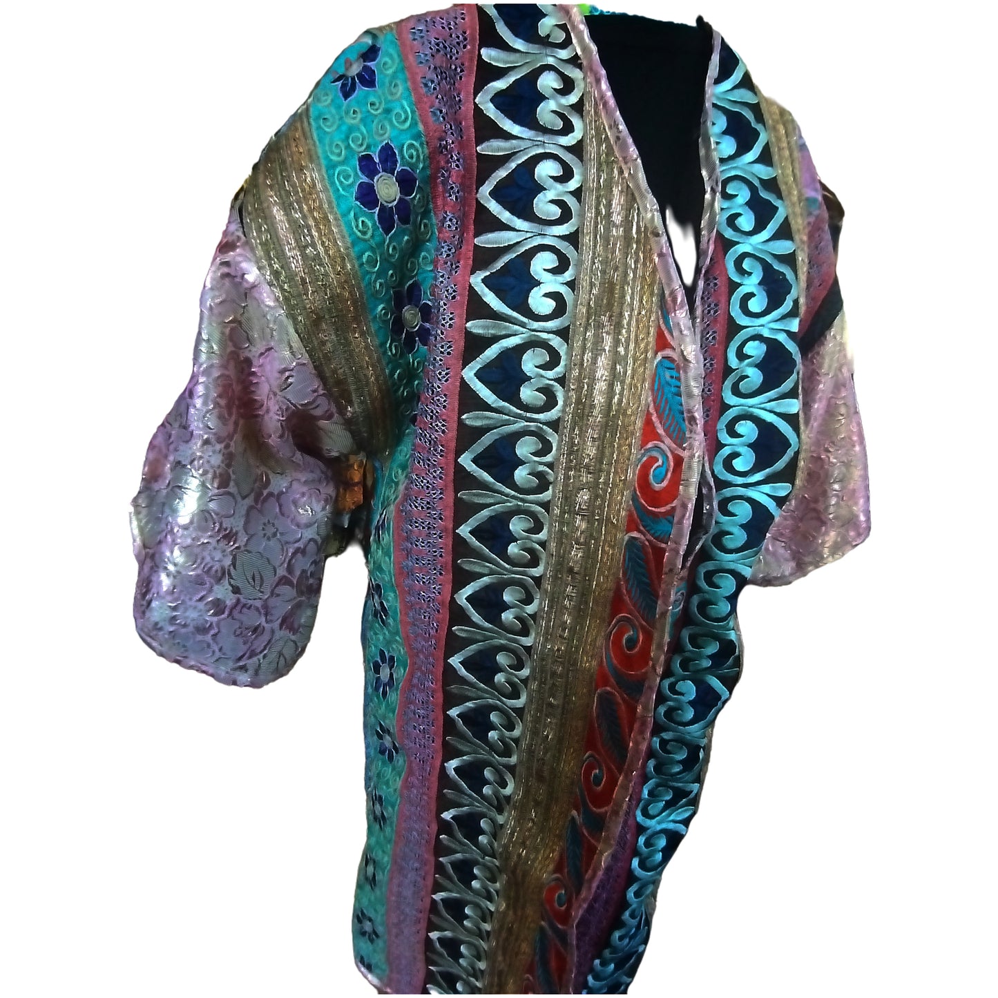 Patchwork embroidery kimono