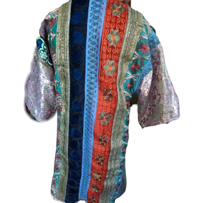 Patchwork embroidery kimono