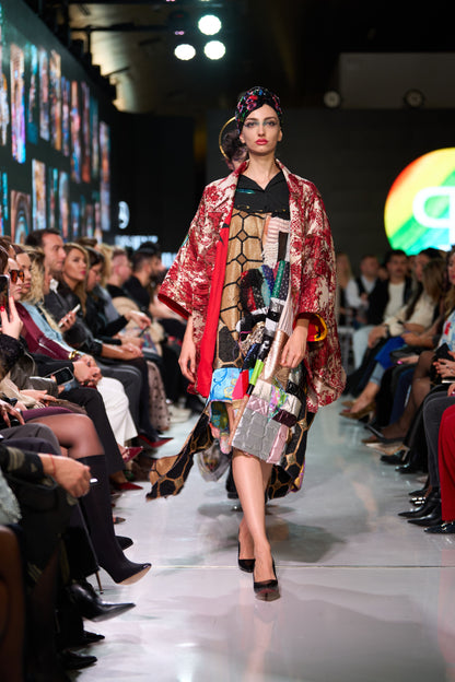 Red brocade kimono