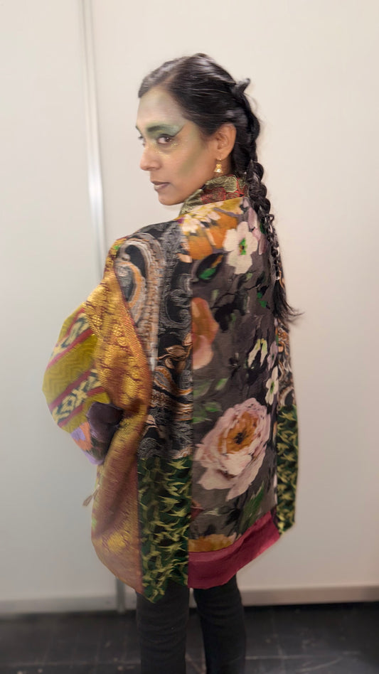 Ikat flowers kimono