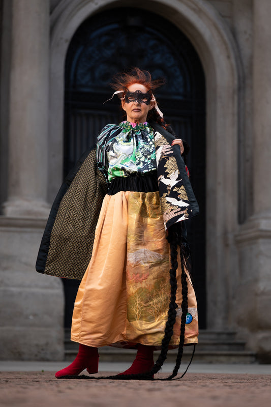 Japanese landscape obi skirt