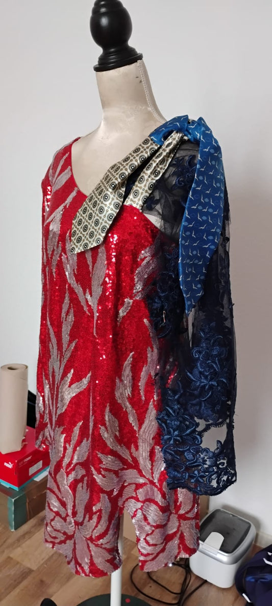 Fancy sequins upcycled dress