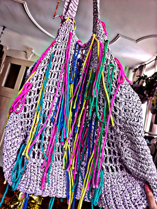 Oversized fringe tote bag