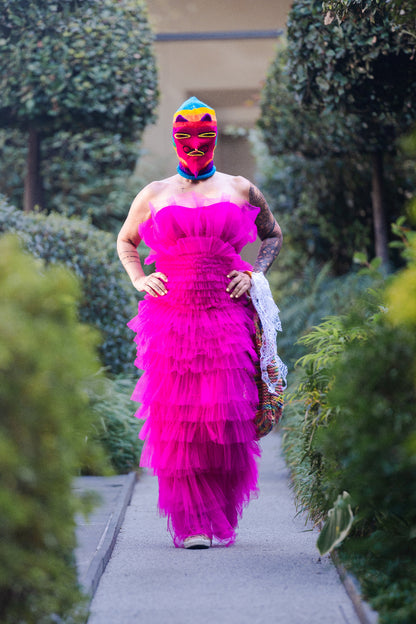 Pink ruffles sleeveless dress