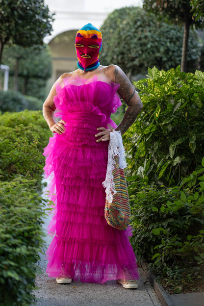 Pink ruffles sleeveless dress