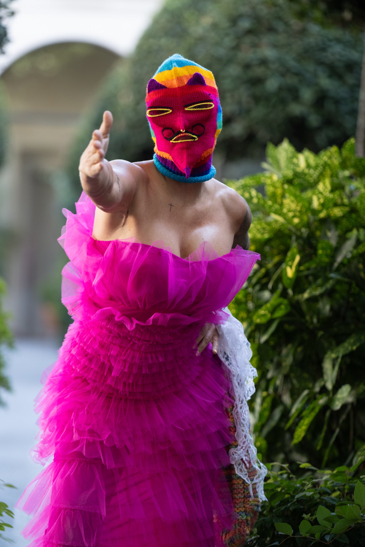 Pink ruffles sleeveless dress