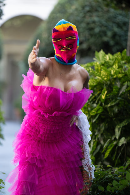 Pink ruffles sleeveless dress