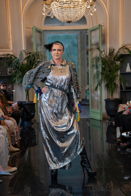 Silver jacket with golden vintage bottons