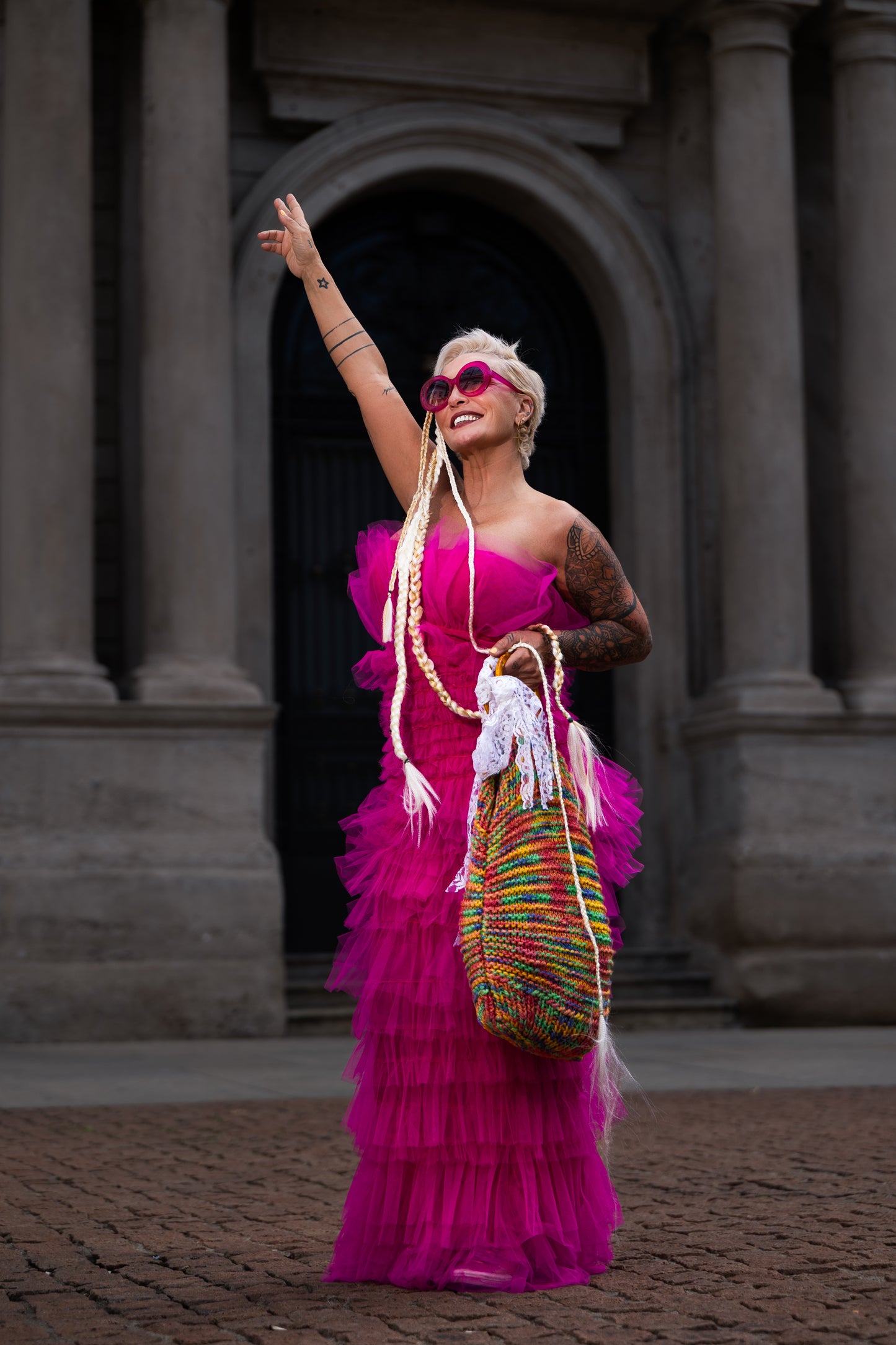 Pink ruffles sleeveless dress