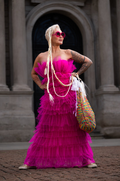 Pink ruffles sleeveless dress