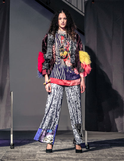 Grey velvet trousers