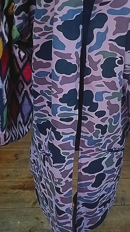 Camouflage Ikat long coat