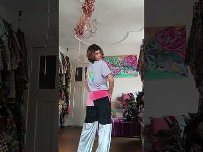 Pink black grey trousers