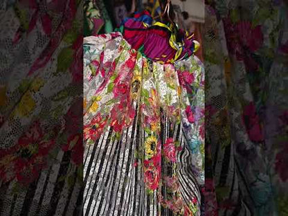 stripes flowers lace top