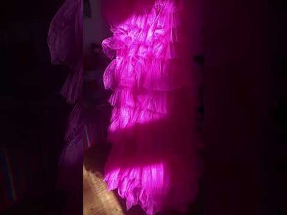 Pink ruffles sleeveless dress