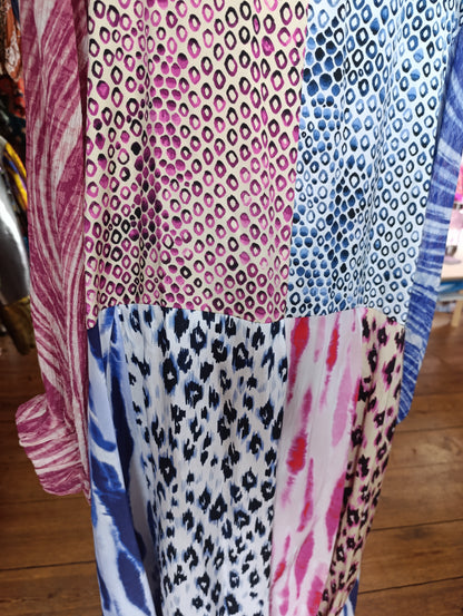 pink blue leo print dress