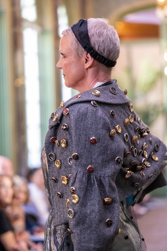 Silver jacket with golden vintage bottons
